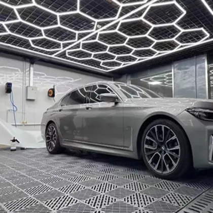 Hexagonal LED Garage Ceiling Lights - Honeycomb LED Detailing Workshop Lights