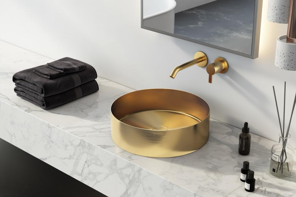 304 PVD Gold Handmade Round Bathroom Sink