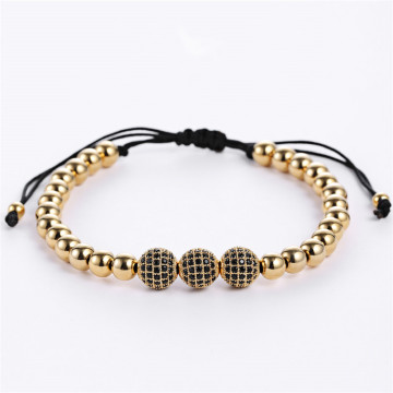 2018 Hot sales 4mm -8mm rose gold copper beads with ball beads braid bracelet for men