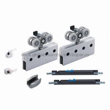 Sliding door roller with white wheels, with 2pcs black track, SS304 guide