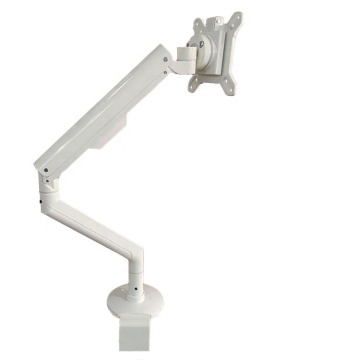 White Aluminum Height-Adjustable Gas Spring Monitor Arm with Swivel Function