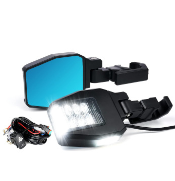 Universal Offroad Rear View Side Mirror with Light for 1.25'' - 2.5'' Roll Bar