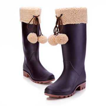 Women's PVC Rain Boots with Unremovable Fleece Lining to Keep Warm