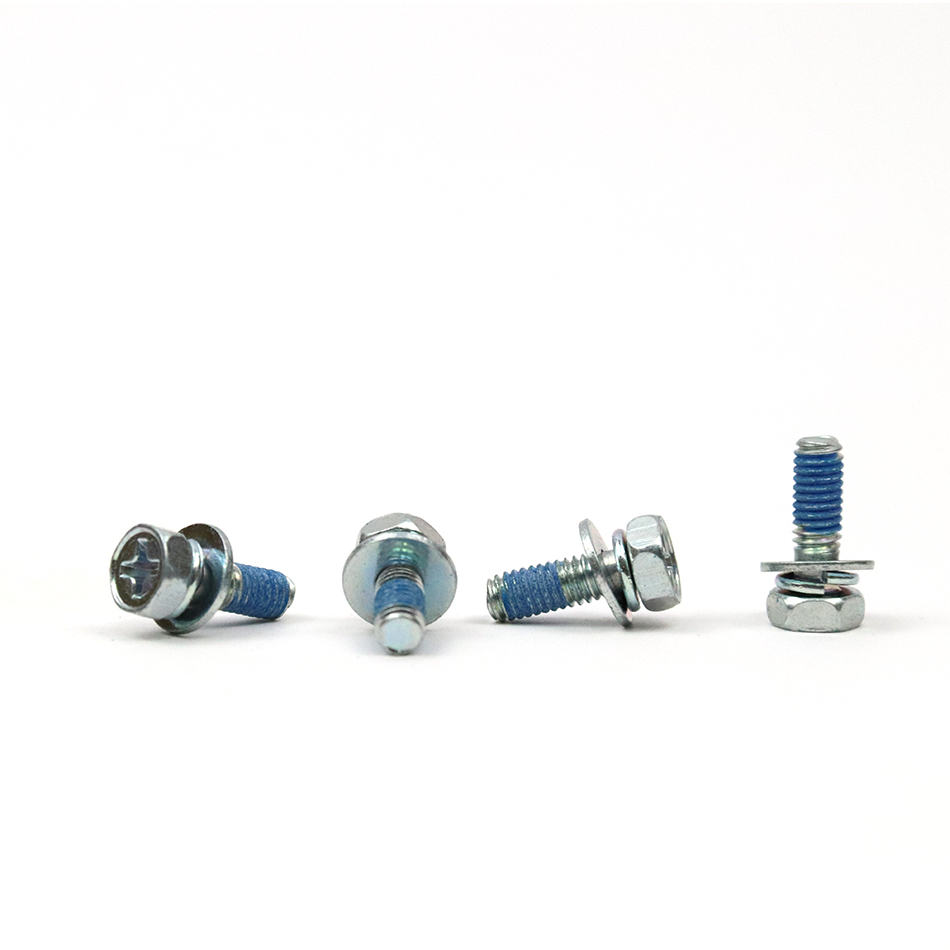 Zinc Carbon Steel Combination Screw With Blue Patch