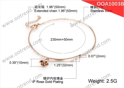 Camellia flower rose golden color anklet , hot sales balance anklet