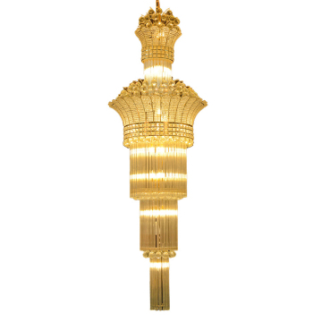 Luxury Crystal Rotating Staircase Chandelier for Duplex and Hotel Lobbies
