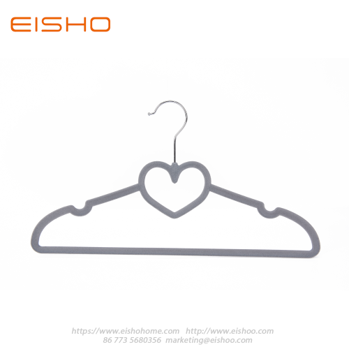 Ultral Thin Grey Heart-shape Velvet Shirt Hanger FV005-42