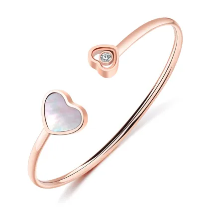 Custom Rose Gold Double Heart Cuff Bracelet