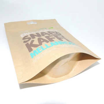 Kundenspezifischer Druck Brown Kraft Paper Bag Stand-Up Pouch