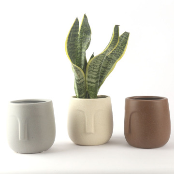 Custom Abstracted Human Face Ceramic Flower Planter Pot: Unique Artistic Garden Décor