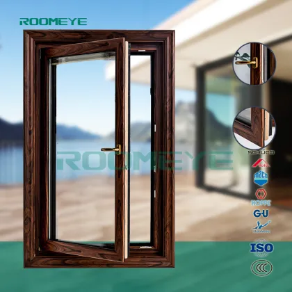 Excellent aluminum wood Insulated double Glazed windows and doors