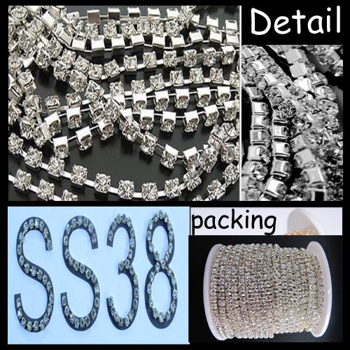 SS38 Silver Plating Round Base Claw Diamante Cup Chain