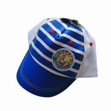 5 Panels Baby Cap with Printed Patch, Made of Brushed Cotton Fabric