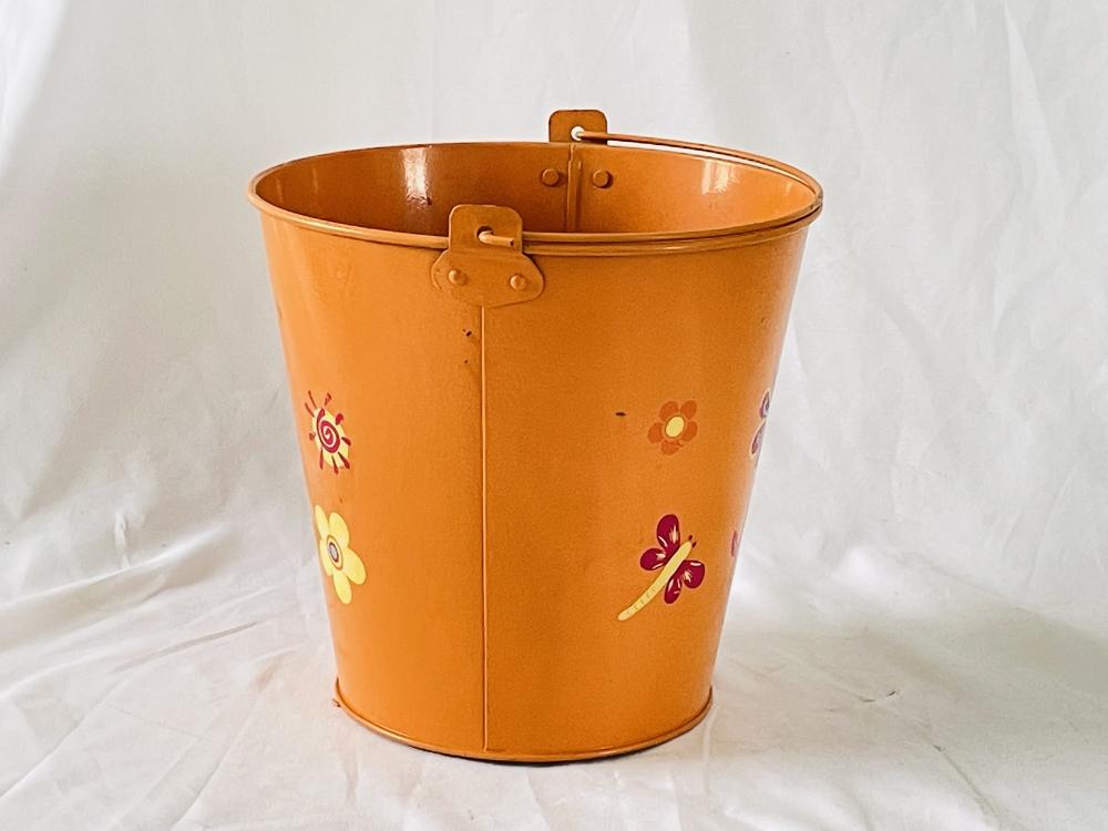 4l Orange Decal Metal Bucket