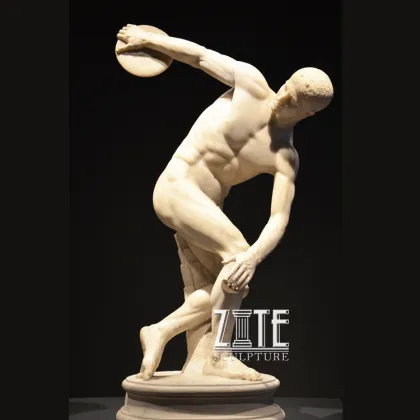 Indoor outdoor decoration greek figure marble discus throwers statue