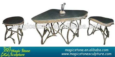 stone top table and chairs wrought iron