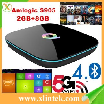 Q BOX Amlogic S905 Android5.1 TV Box 2GB/8GB Support 2.4G+5G WiFi BT4.0 H.265 Kodi 16.0 preinstalled 4K Media player