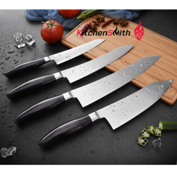 4pcs kitchen knife set with pakka wood handle