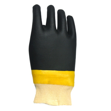 Желтый и черный ПВХ перчатка песчаная отделка