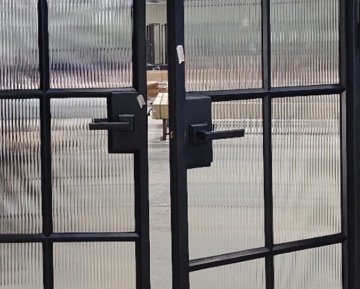 Customized European Standard Iron Doors with Glazed Windows and Top Hardware