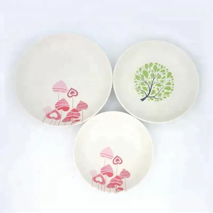 Bamboo Fiber Round Deep Dinner Plate Soup Plate