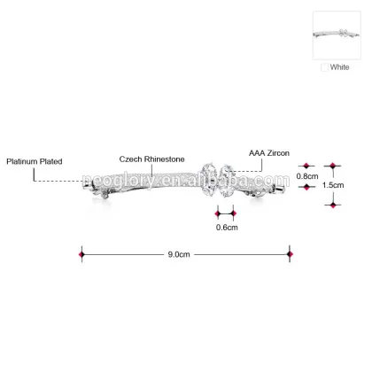 Neoglory Cubic Zirconia Barrette Hairwear Rhodium Plated Flower Hair Fashion Jewelry Accessories Women Gifts 2016 New
