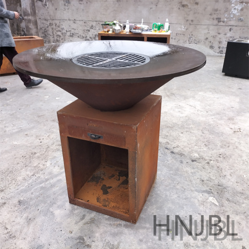 Corten Bbq Corten Metal Fire Pit With BBQ Grill Supplier