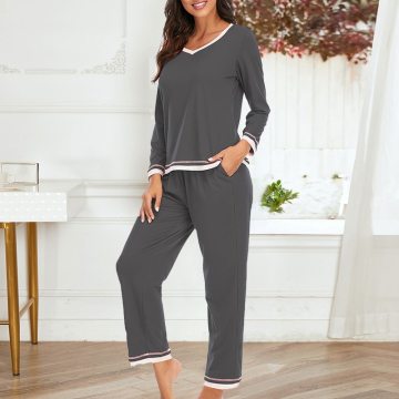 2020 Women's Pajamas Lounge Wear Loungewear Women Pajamas Set Solid Sleep Set Lounge Set Long Sleeve Sleepwear Women Homewear