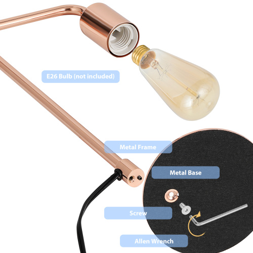 Small Rose Gold Metal Desk Lamp Suit