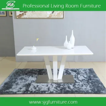 High Gloss Dining Table with Stainless Steel Base HD-003