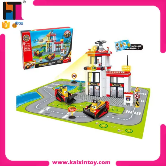 EN71 friction carton construction building block kids games toy cars blocks set