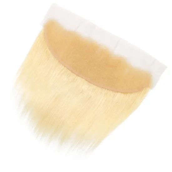 Wholesale OEM Blonde Color Brazilian Virgin Human Straight Hair Transparent Lace Frontal 613 13x4 Swiss Lace Front with Bundles