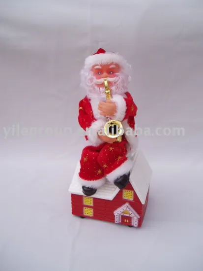 9"santa sit on chimney/santa toys/electrical santa