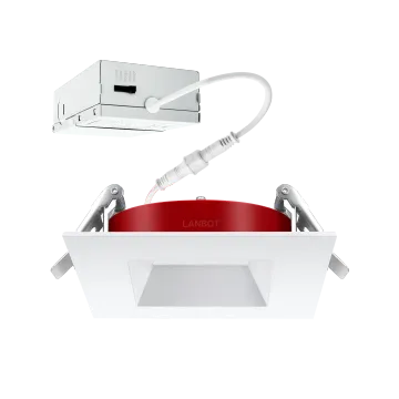 ETL CE Certified 4\" Square Adjustable LED Downlight with SMD Technology, Anti-Glare Design, 2 Hours Fire Rating - Recessed Ceiling Installation