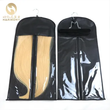 suit case bag for Weft Hair Extensions Clip in Hair Ponytail wigs black white pink color hair package with logo