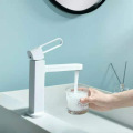 White Single Hole All Brass Bathroom Basin Faucet