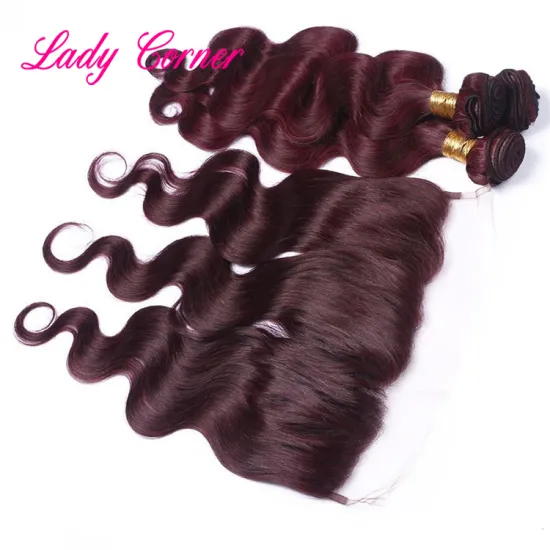 New coming beautiful burgundy with frontal closure body wave