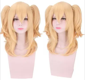 cosplay wig with two ponytail, custom detach ponytail
