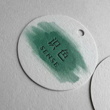 White Custom Swing Tags with Green Printing - Special Paper Craft Clothing Labels