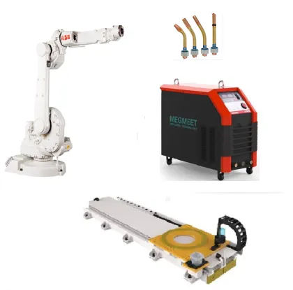 ABB IRB 1600ID with Megmeet MIG Welder, TBI Welding Torches, and CNGBS Robot Tracks