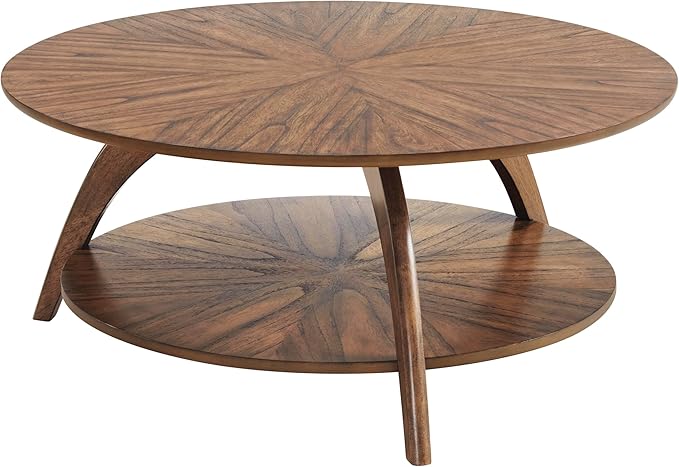 Natural walnut grain round coffee table