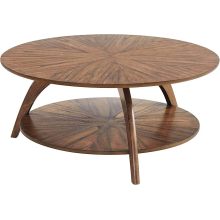 China Elegant Walnut Wood Grain Round Coffee Table Supplier