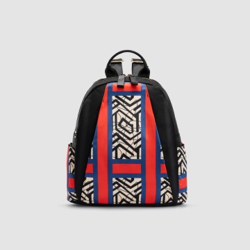 Lady's fashionable color-blocked patchwork backpack