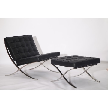 Leather Barcelona chair and stool replica YADEA