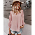 Women's Casual VNeck Long Chiffon Blouses