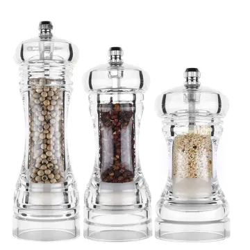 Hyri Kitchen Gadgets: Acrylic Transparent Bottles - Manual Sea Salt & Pepper Grinders with Ceramic Cores - Essential Kitchen Tools