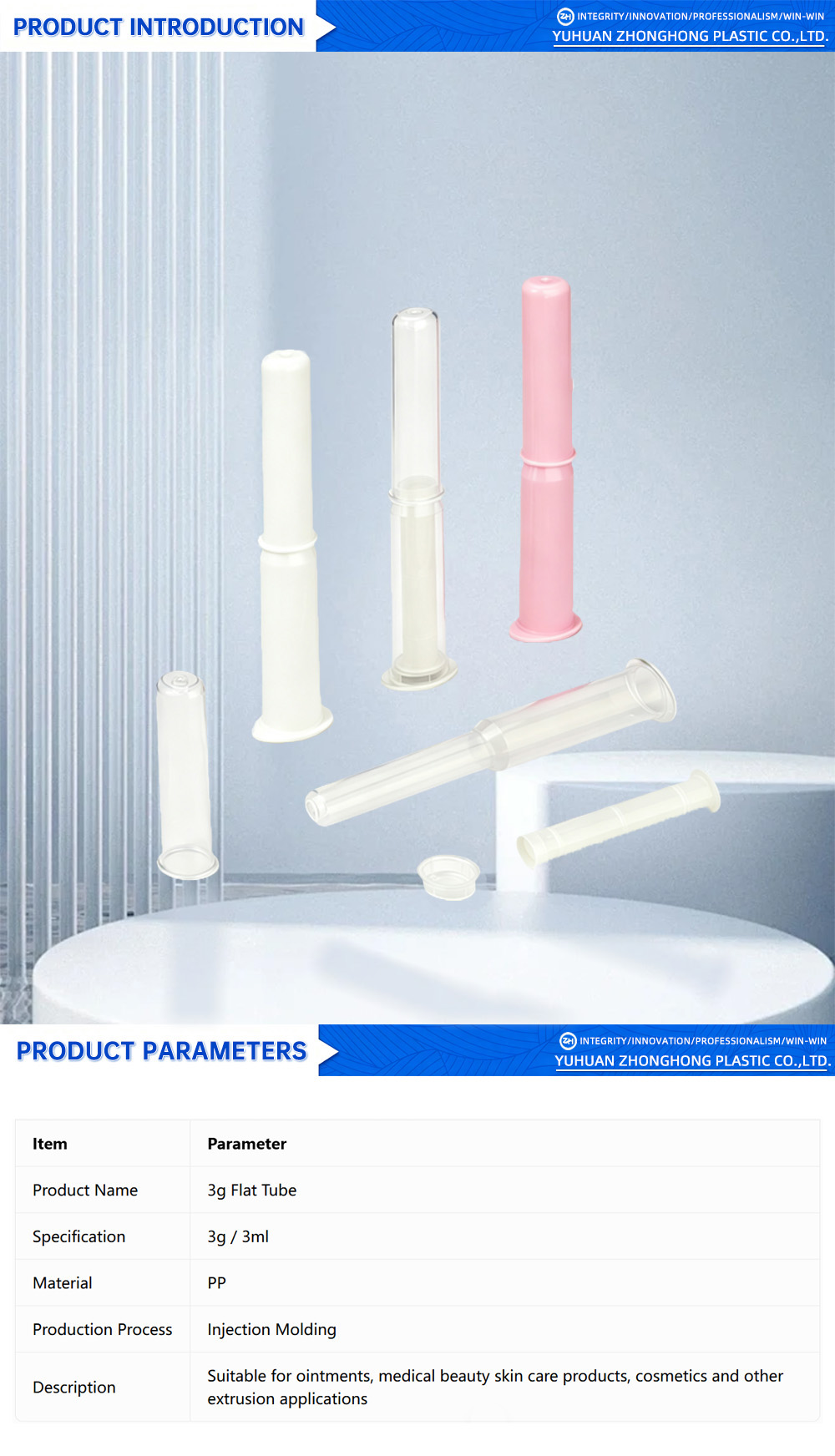 3g Flat Plastic Gel Applicator Tube X