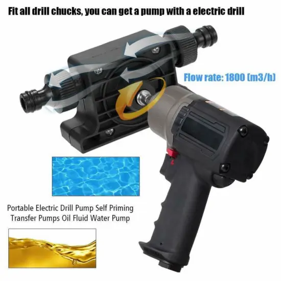 Portable Electric Drill Pump Hand Self-priming Transfer Pumps Self Priming Transfer Oil Fluid Water Black Pump High Efficiency