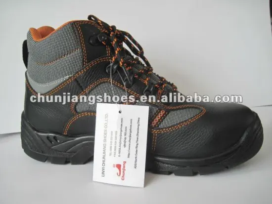 high ankle buffalo grain leather safety shoes