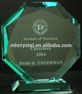 light green octagonal crystal trophy award MH-J596